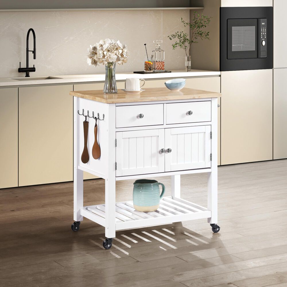 Valor Living Stirling Kitchen Cart in White, , large