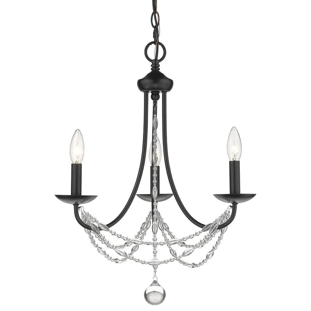 Golden Lighting Mirabella 3-Light Chandelier in Matte Black, , large