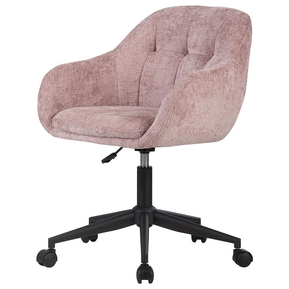 Impressions Vanity Emily Swivel Vanity Chair with Pink Cushion in Black, , large