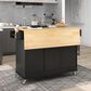 HOMLUX 53" Rolling Mobile Kitchen Island with Solid Wood Top and Locking Wheels in Black, , large