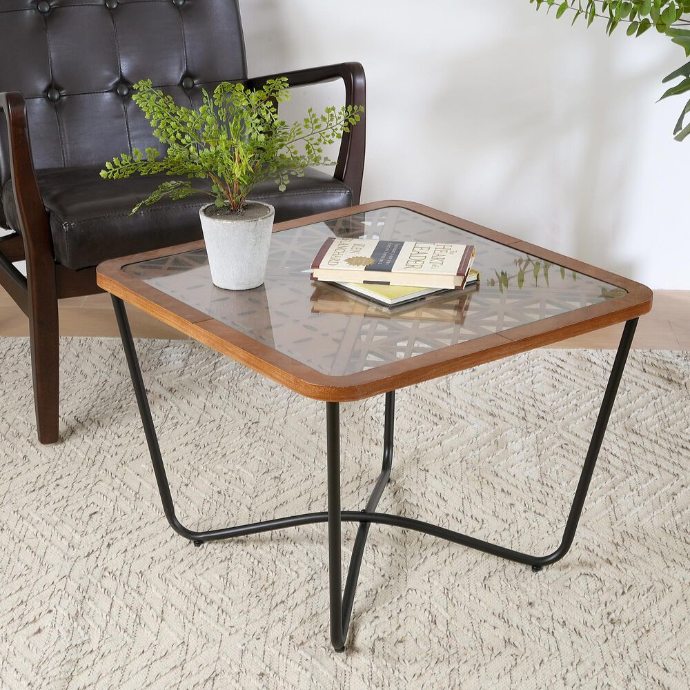 Hearth and Haven Modern Square Coffee Table in Brown and Black, , large