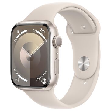 Apple Watch Series 9 GPS 45mm Starlight Aluminum Case with Starlight Sport Band - M/L, , large