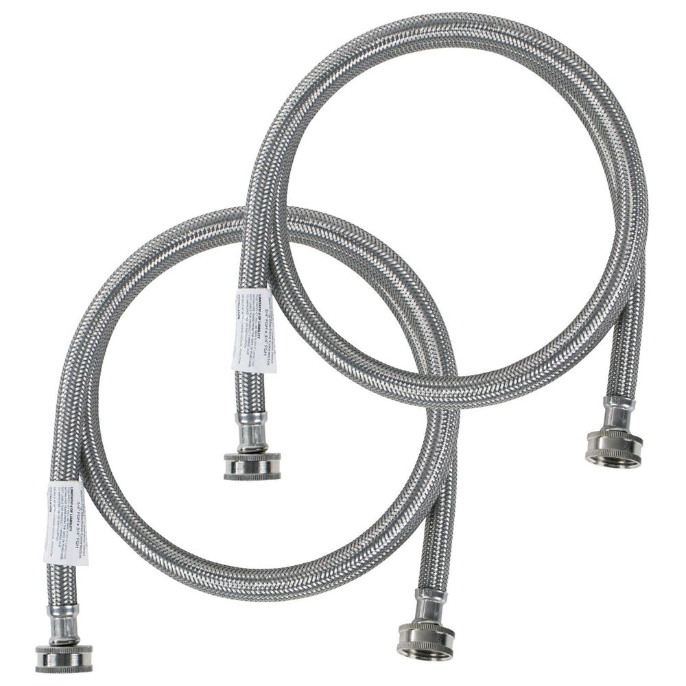 Starfrit 2-Pack 5" Braided Washing Machine Hoses in Stainless Steel, , large
