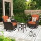 HOMLUX 3-Piece Patio Conversation Set with Curved-Arm Swivel Rocking Chairs and Brown Wicker in Orange, , large