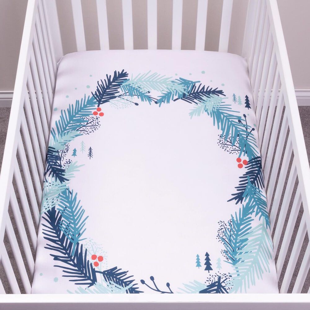 Trend Labs Spruce Wreath Photo Op Fitted Crib Sheet in White, , large