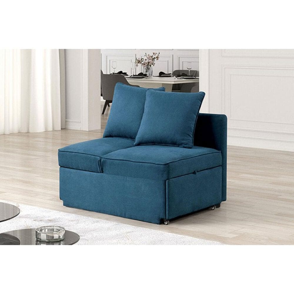 Furniture of America Woburn Convertible Chaise Lounger with Caster in Blue, , large