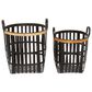 Maple and Jade Farmhouse Bamboo Storage Basket in Coal Black and Brown (Set of 2), , large