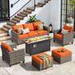 HOMLUX 6-Piece Outdoor Sofa Set in Orange, , large