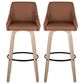 LumiSource Hannah Swivel Bar Stool with Camel Faux Leather Upholstery in Whitewashed and Black (Set of 2), , large