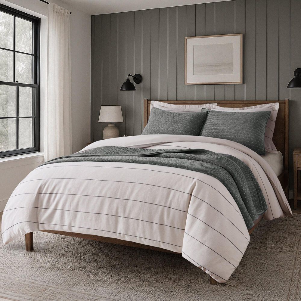 Levtex Leo Stripe 3-Piece Full/Queen Comforter Set in Black and Cream, , large