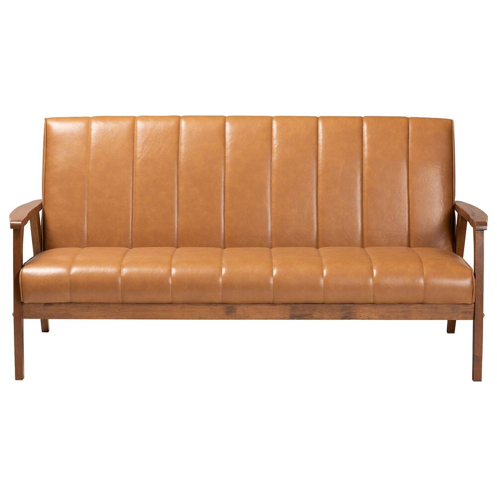 Baxton Studio Nikko Stationary Sofa in Tan, , large