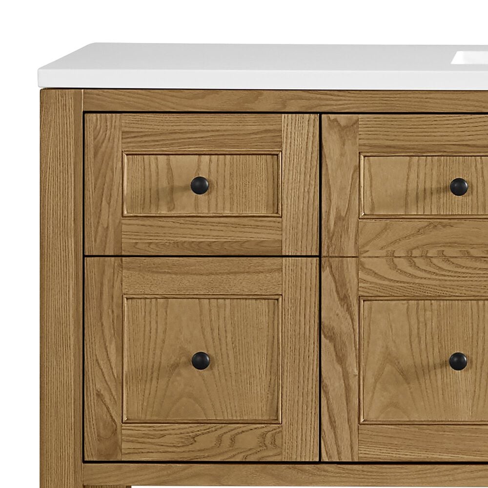James Martin Vanities Breckenridge 60" Single Bathroom Vanity in Light Natural Oak with 3 cm White Zeus Quartz Top and Rectangular Sink, , large