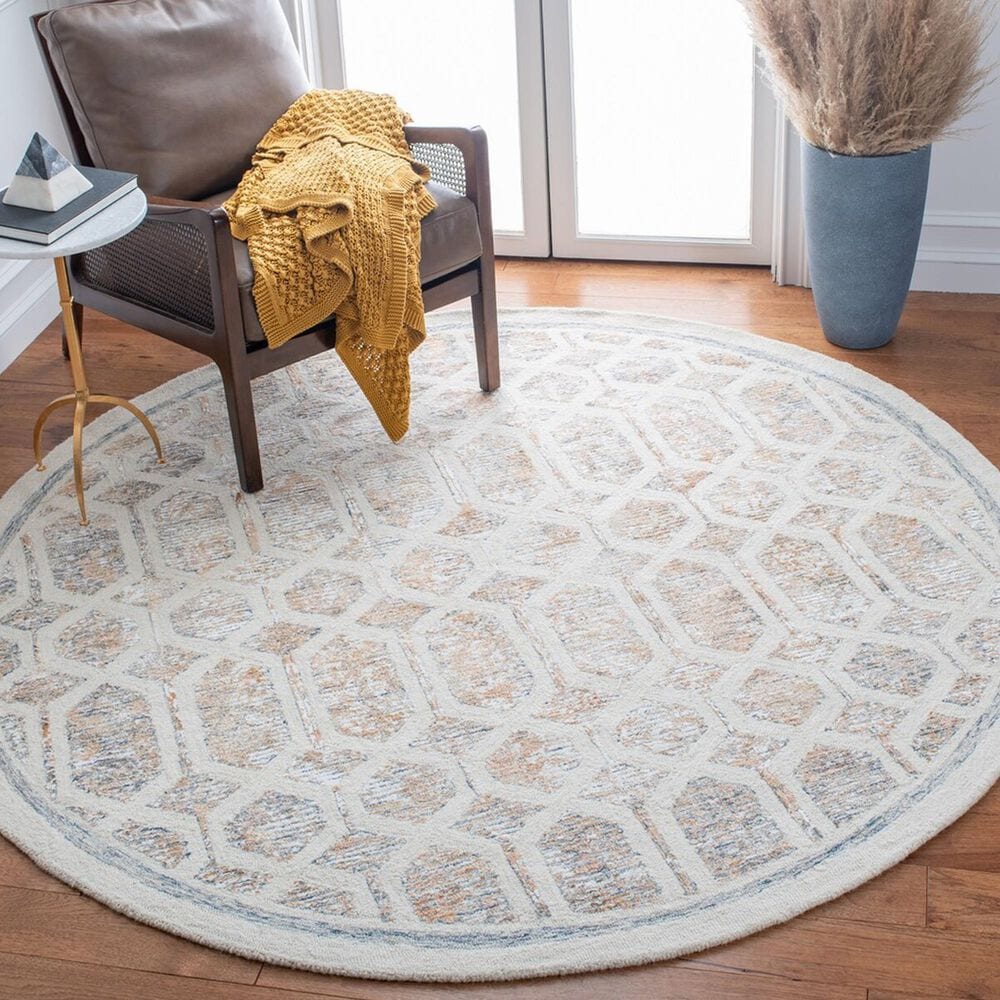 Safavieh Artistry ARR665D 7&#39; Round Ivory and Gold Area Rug, , large