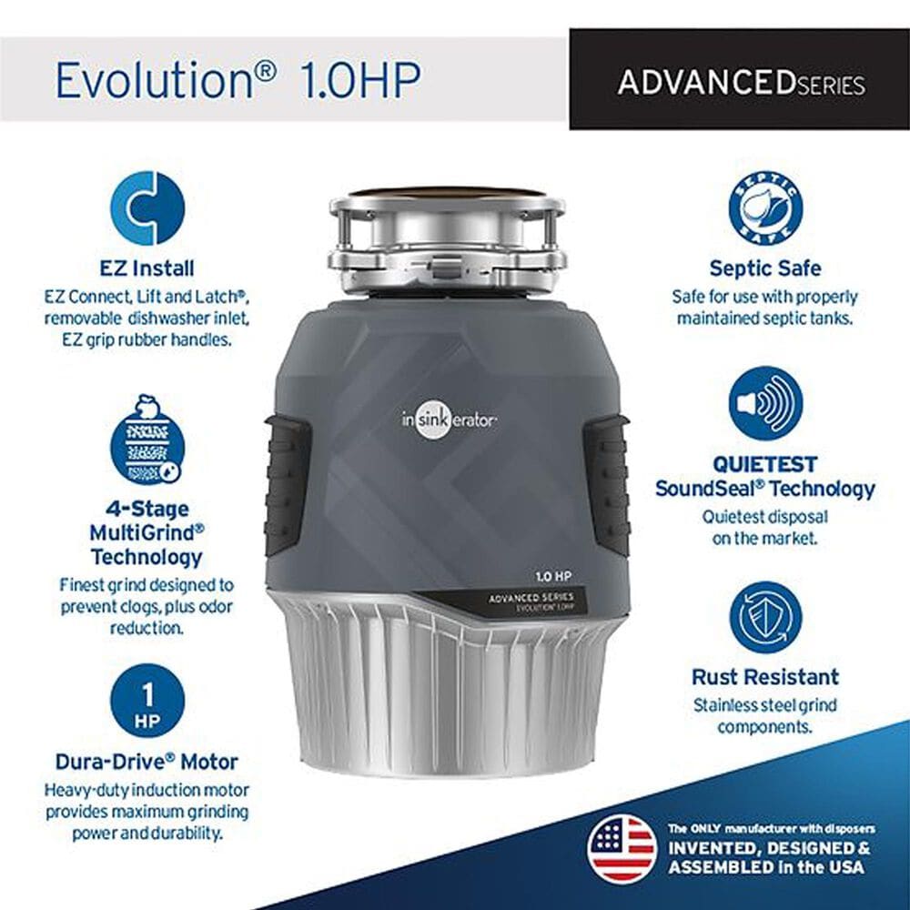 InSinkerator Evolution 1 HP Garbage Disposal in Gray, , large