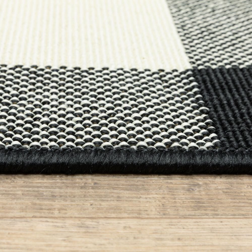 Oriental Weavers Marina Black and Ivory 7&#39;10&quot; x 10&#39;10&quot; Indoor/Outdoor Area Rug, , large
