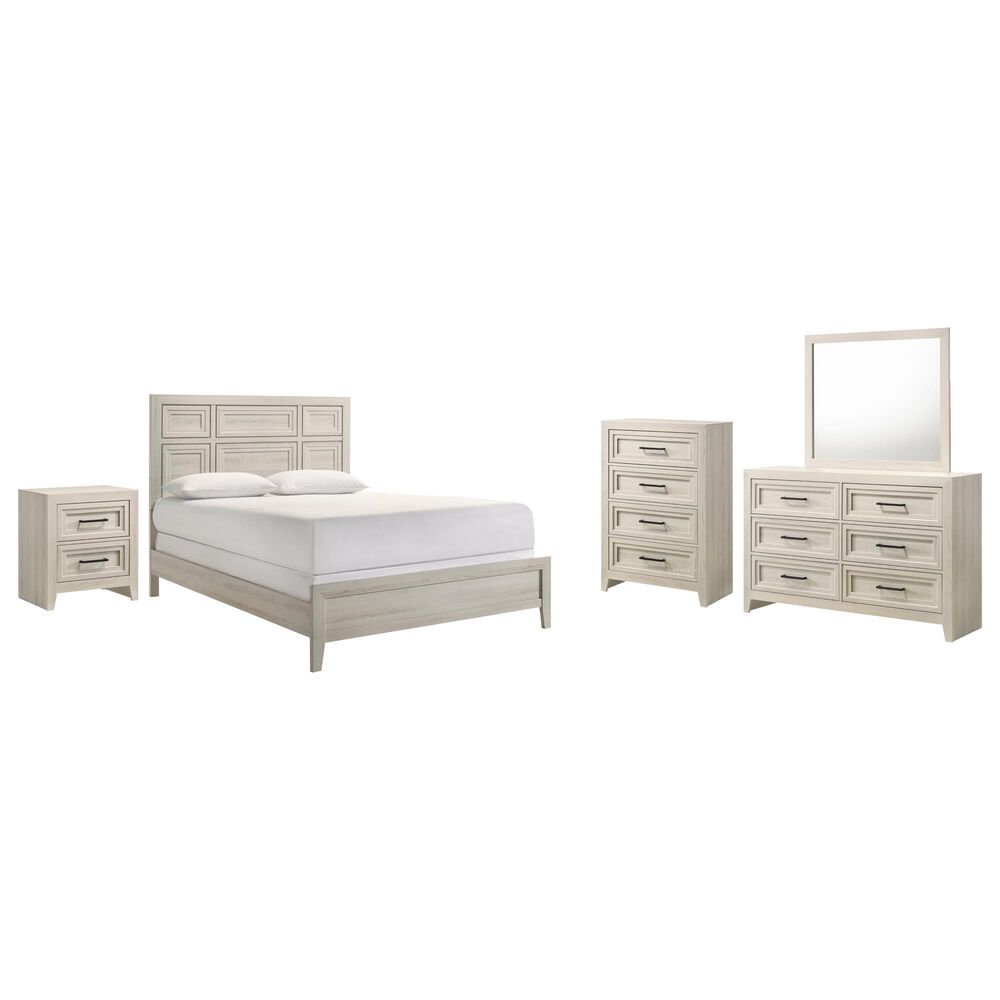Crown Mark Lorriane 5-Piece King Bedroom Set in White, , large