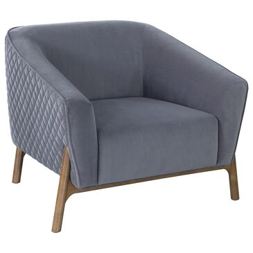Accentric Approach Quilted Barrel Chair in Grayish Blue Velvet, , large