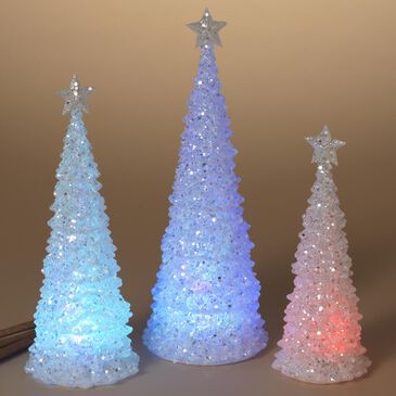 The Gerson Company 3-Piece Lighted Acrylic Christmas Tree Set in Assort, , large