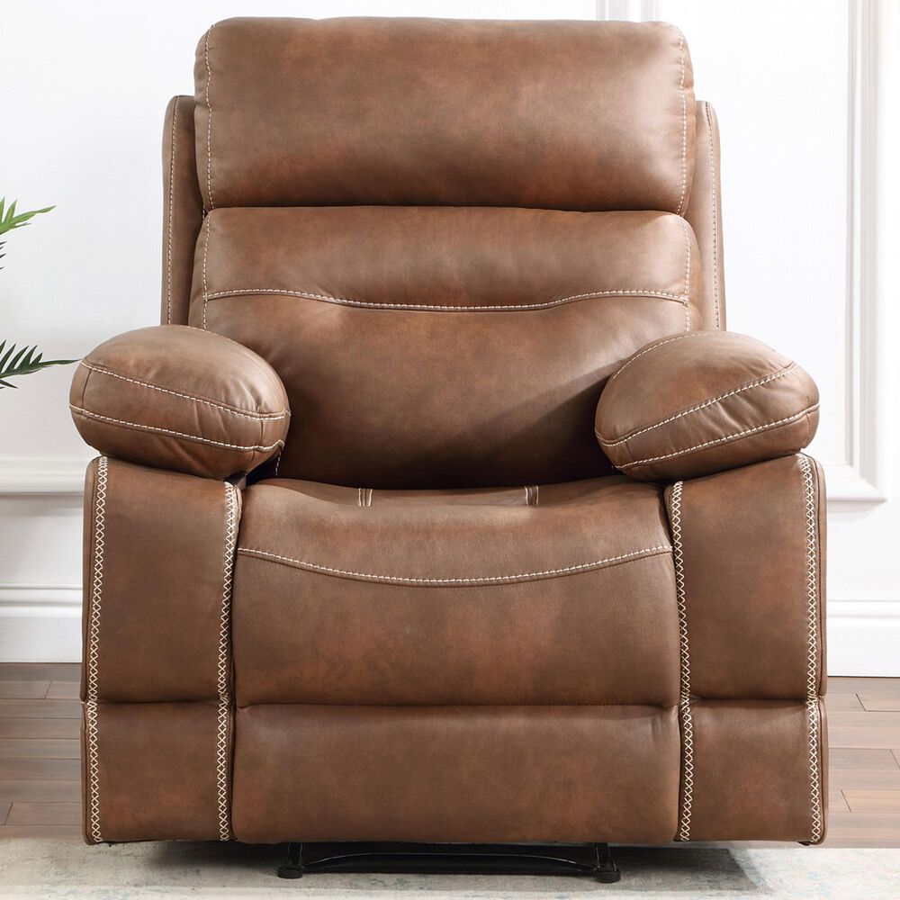 Steve Silver Rudger Manual Recliner in Chestnut Brown, , large