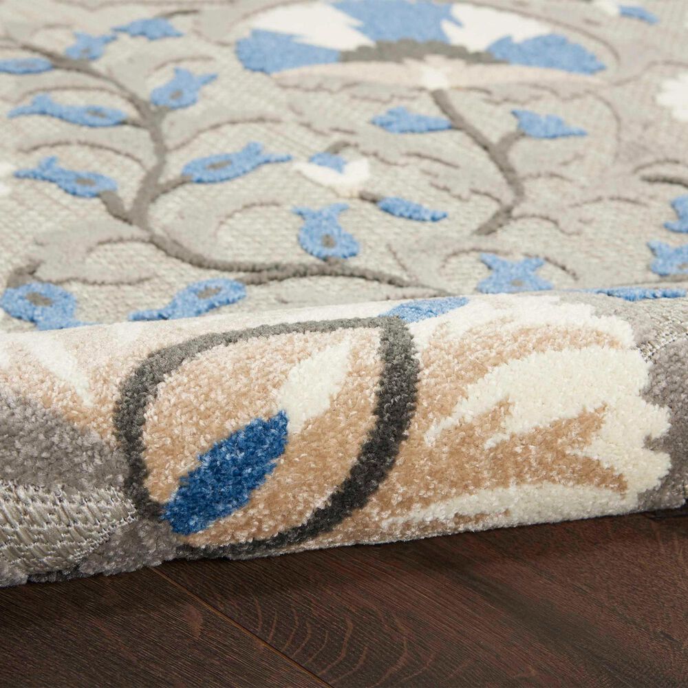 Nourison Aloha Floral 2&#39;8&quot; x 4&#39; Grey and Multicolor Indoor/Outdoor Area Rug, , large