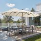 HOMLUX 15" Double-Sided Outdoor Market Umbrella with Sandbag Base and RGB LED Lights in White, , large