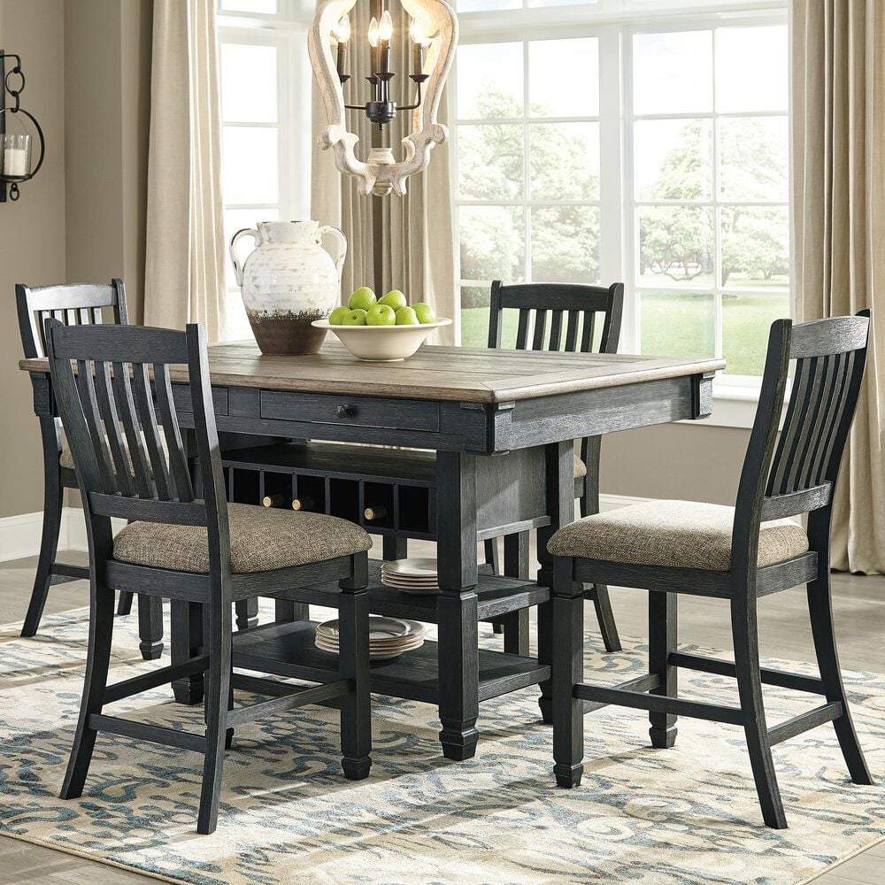 Ashley Tyler Creek 5-Piece Counter Height Set in Textured Black, , large