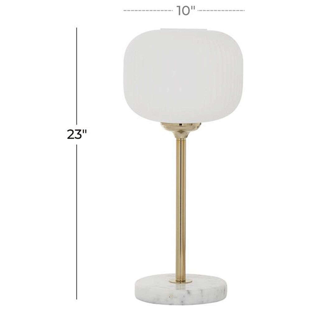 Maple and Jade Metallic Stem and Marble Base Table Lamp in White and Gold, , large