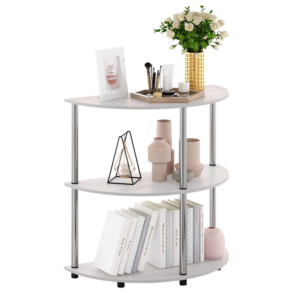 HOMLUX Turn-N-Tube 3-Tier Half Round Console Table in White Oak, , large