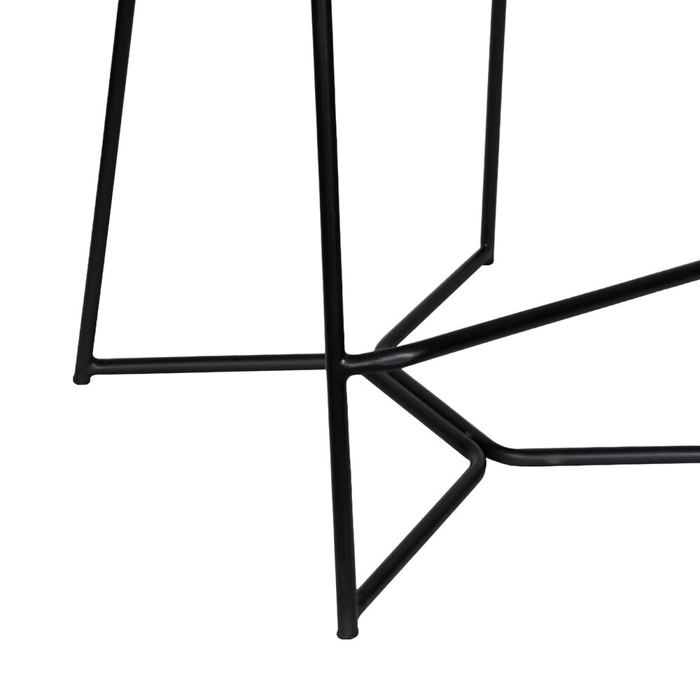 Home Trends &amp; Design Counter Stool with Chocolate Top Grain Leather Seat and Black Metal Frame, , large