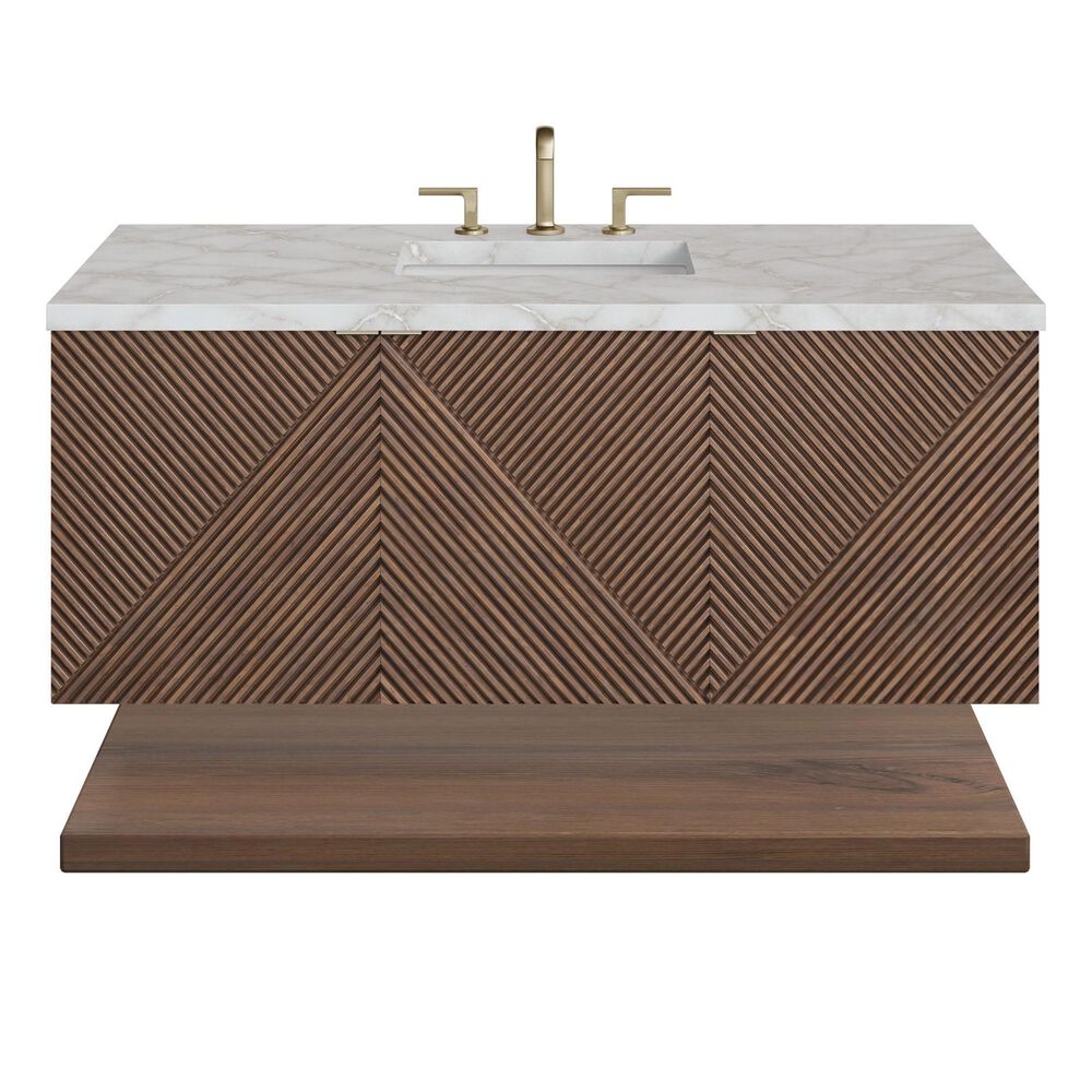 James Martin Vanities Marcello 48" Single Bathroom Vanity in Chestnut with 3 cm Victorian Silver Quartz Top, Rectangular Sink and FreePower Wireless Charger, , large