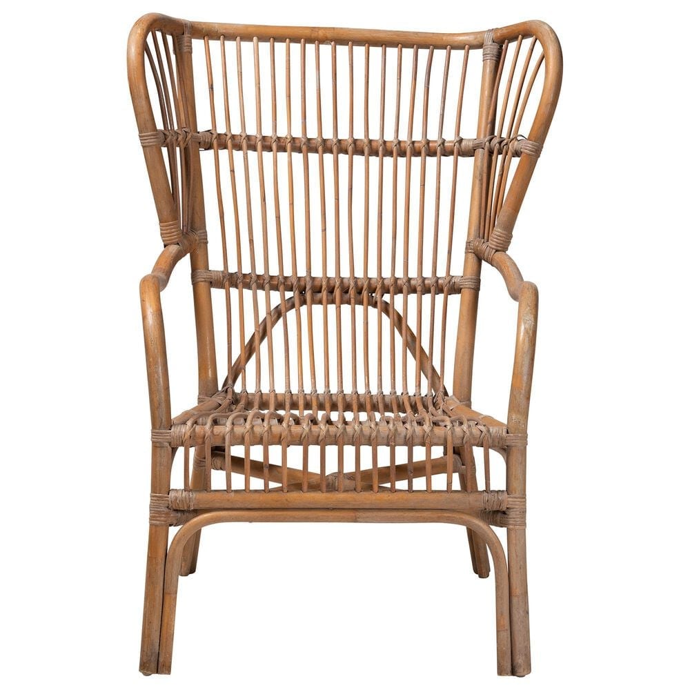 Baxton Studio Lamaria Rattan Arm Chair in Natural Brown Antique, , large