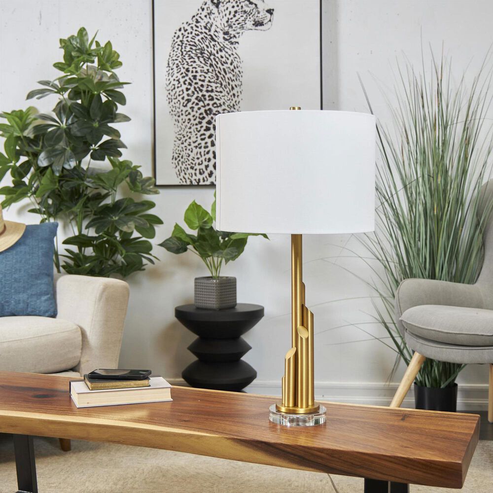 Maple and Jade Tiered Pillar Table Lamp in Gold and Clear, , large