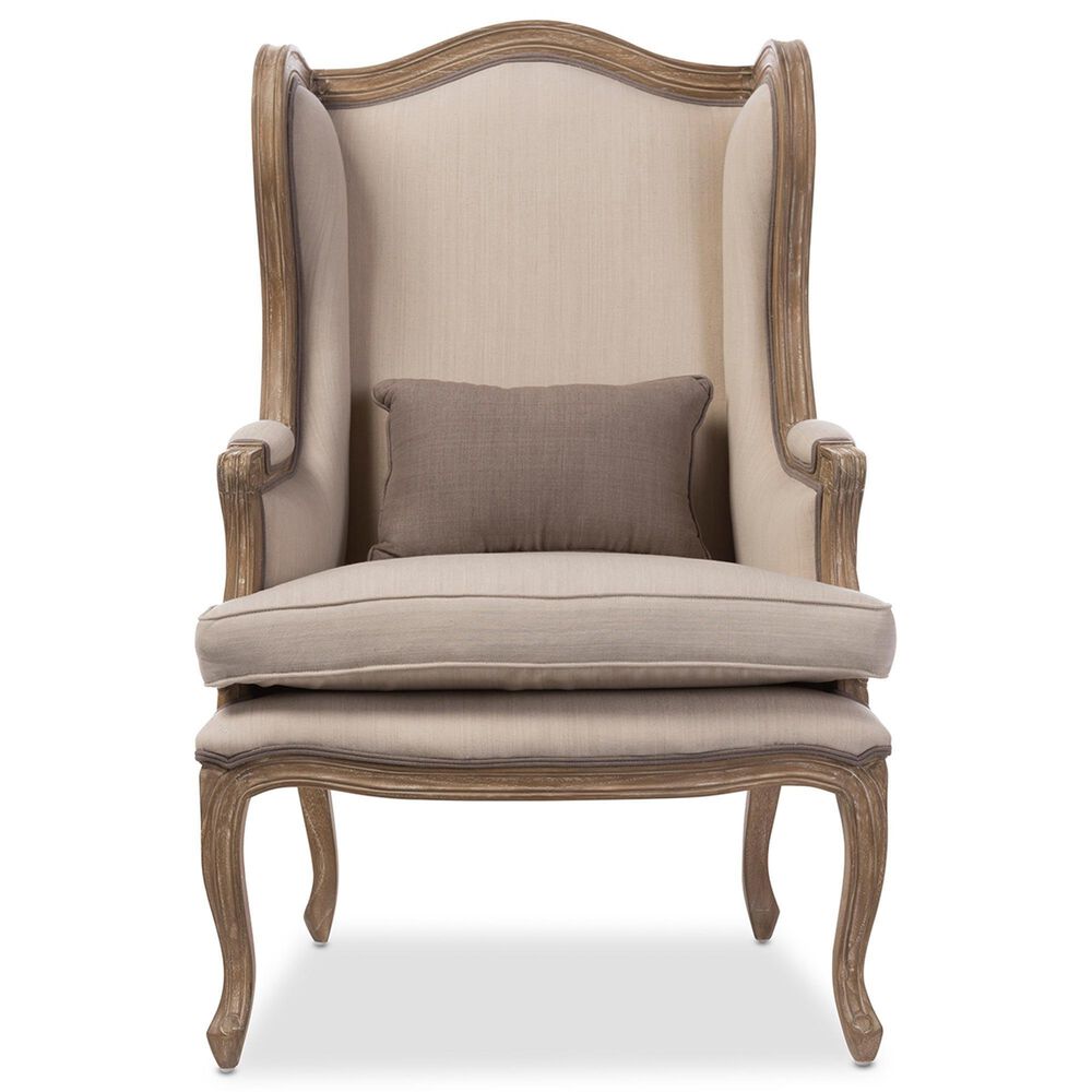 Baxton Studio Oreille Arm Chair in Beige, , large