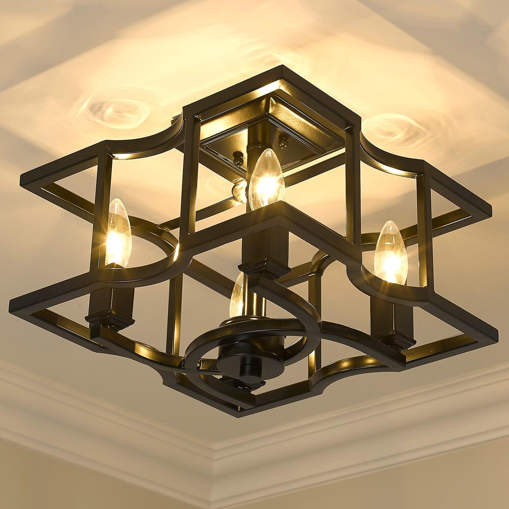 Golden Lighting Bellare Semi-Flush in Matte Black, , large