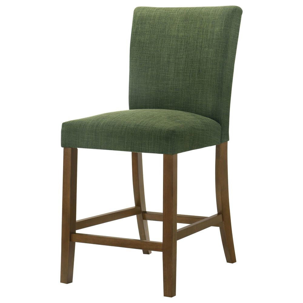 Coaster Paxton Counter Chair with Green Upholstery in Warm Brown, , large