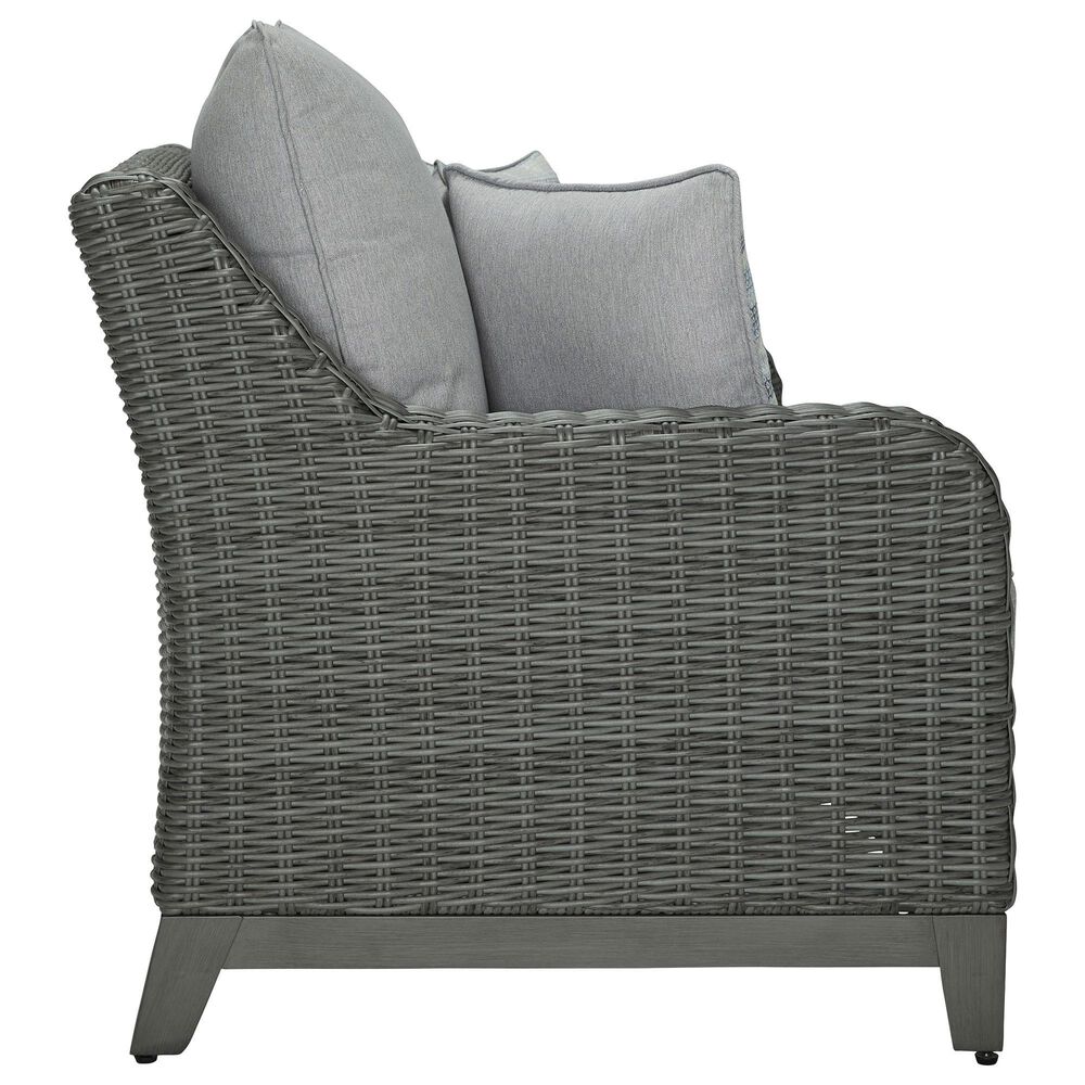 Ashley Elite Park Stationary Patio Loveseat with Cushion in Gray, , large