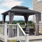 HOMLUX 8" x 10" Outdoor Hardtop Gazebo with Galvanized Steel Roof, Netting, and Curtains Gray, , large
