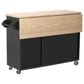 HOMLUX 51" Fluted Kitchen Island with Drop Leaf in Black Ash, , large