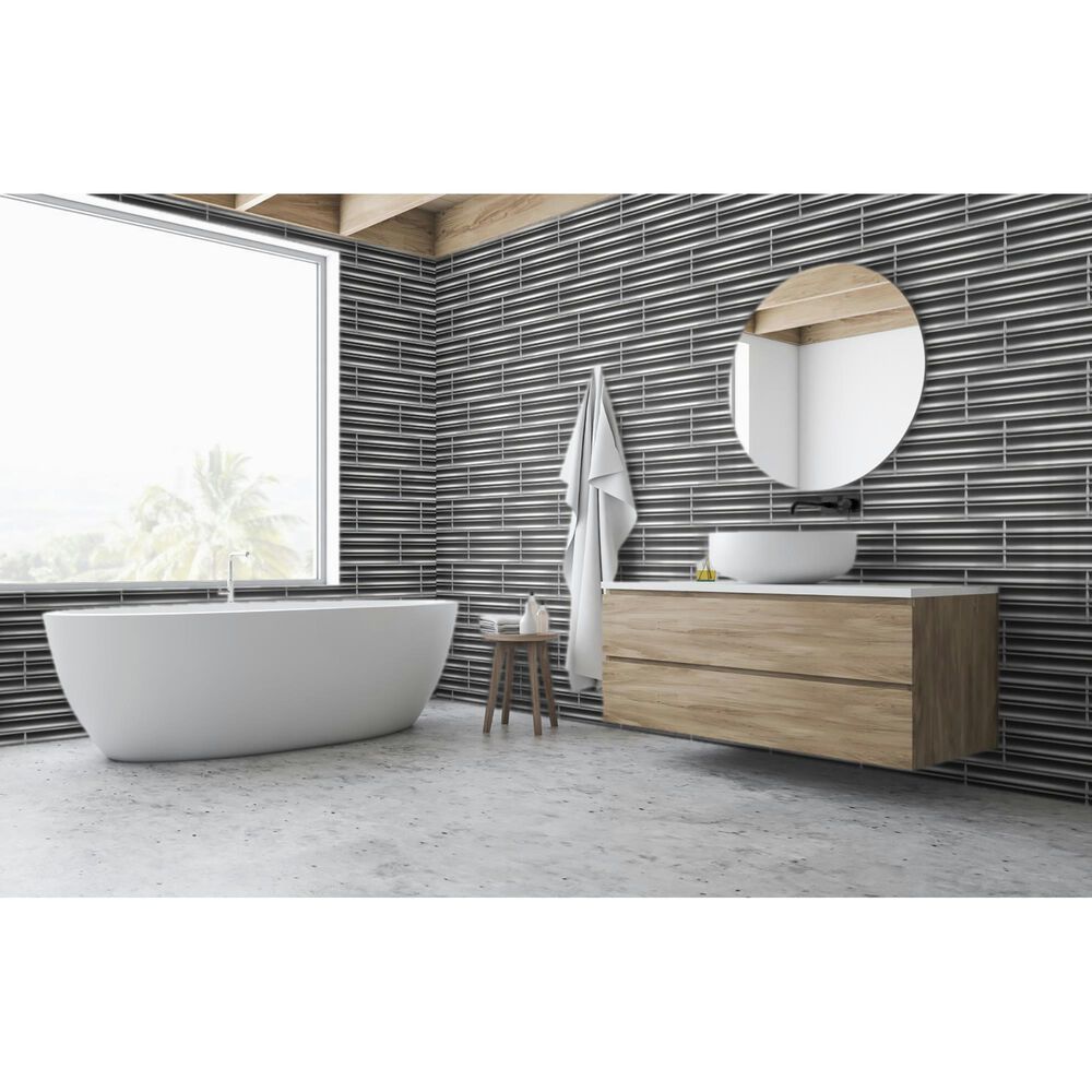 Emser Tubage Pewter 7&quot; x 16&quot; Porcelain Tile, , large