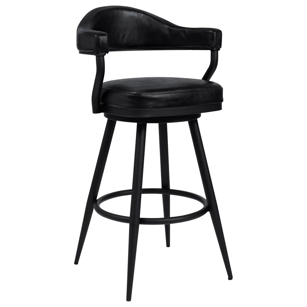 Blue River Amador 30" Barstool with Vintage Black Cushion in Black Powder Coated, , large