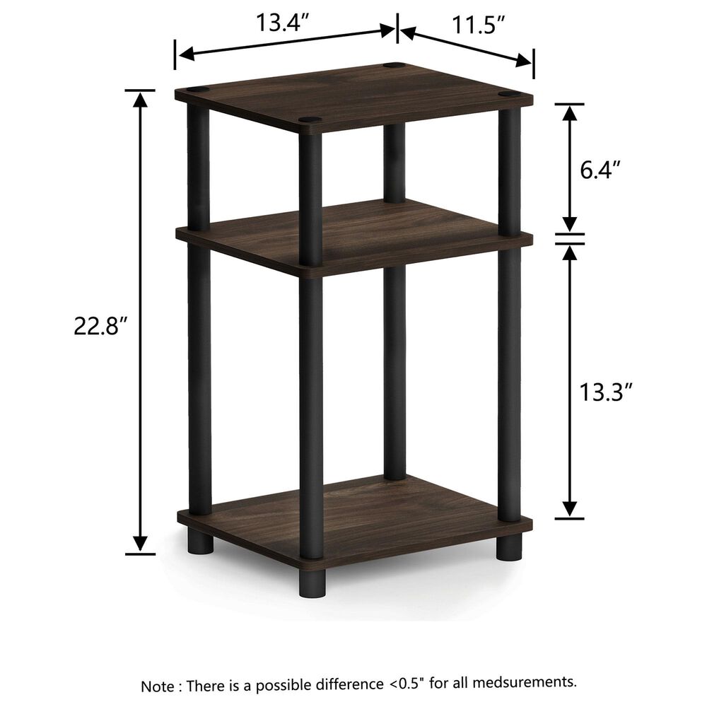HOMLUX 3-Tier End Table in Columbia Walnut and Black, , large