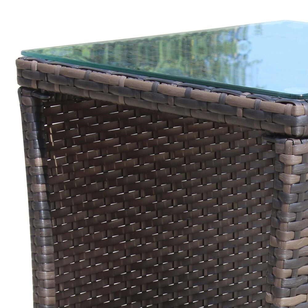 Hearth and Haven Wicker Patio Coffee Table with Clear Tempered Glass Top in Brown, , large