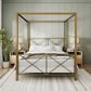 Furniture of America Rosadale Queen X-Cross Canopy Bed in Gold, , large
