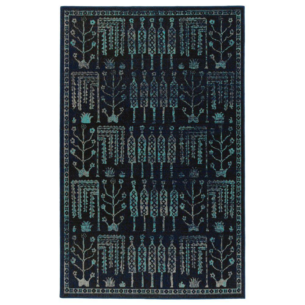 Kaleen Rugs Zumba Beach 9"3" x 12" Navy, Black, Turquoise and Grey Area Rug, , large