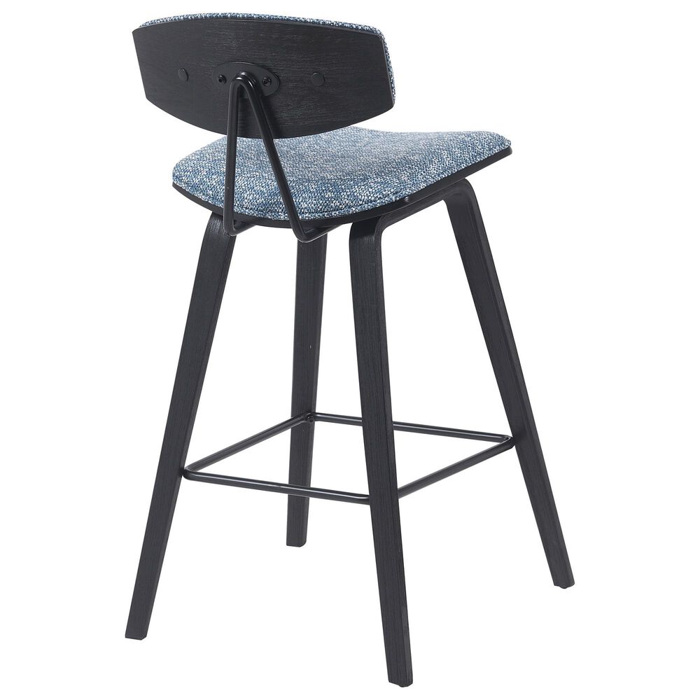 Armen Living Fox Counter Height Stool with Speckled Blue Upholstery in Black Brushed, , large