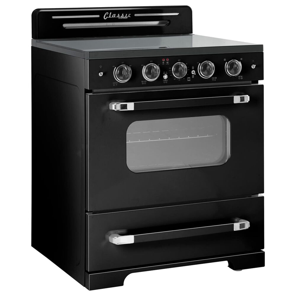 Unique Appliances Classic Retro 30" Radiant Electric Glass Top Convection Range in Midnight Black, , large