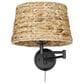 Golden Lighting Eleanor 1-Light Articulating Wall Sconce with Woven Sweet Grass Shade in Matte Black, , large