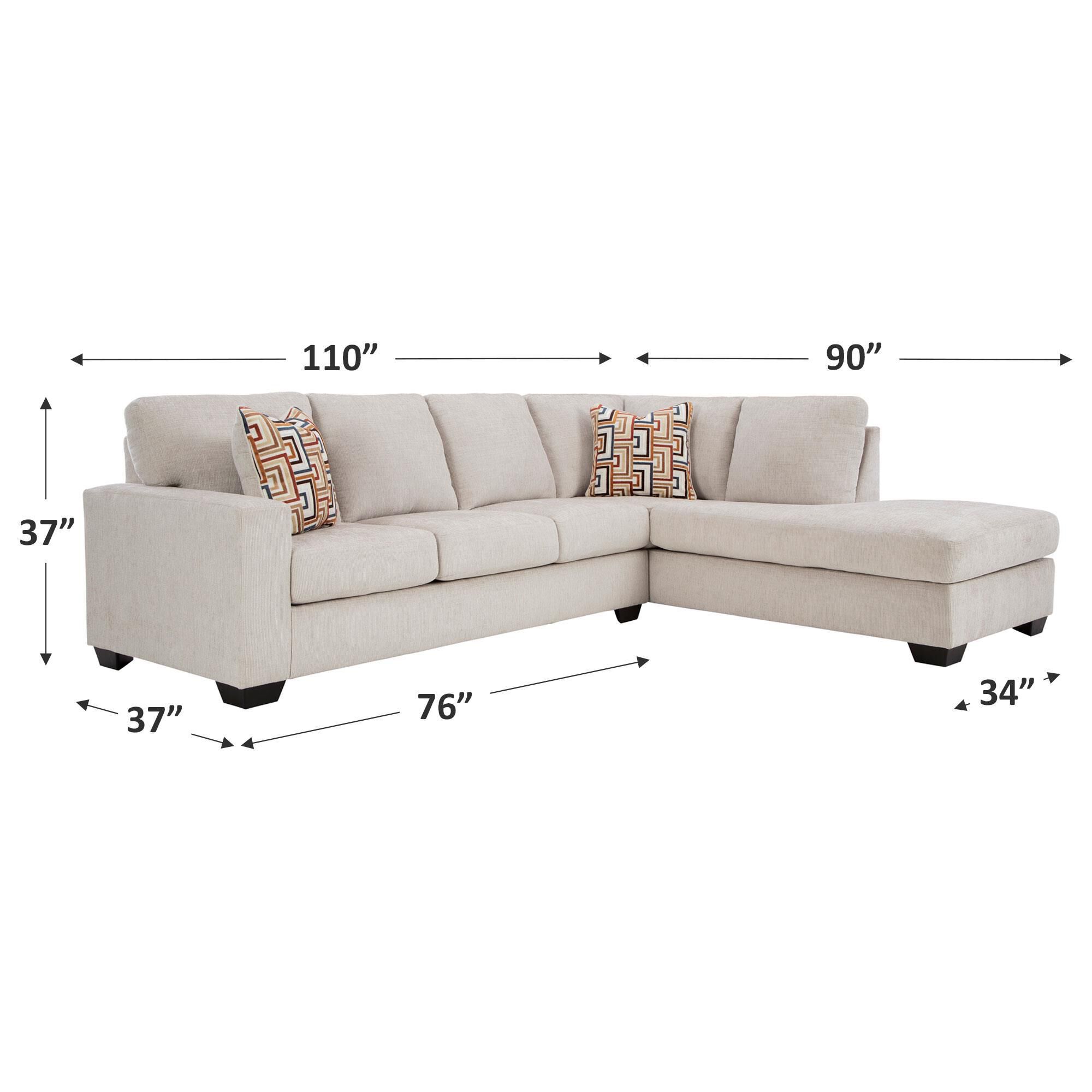 Ashley Aviemore 2-Piece Sectional with Right-Facing Chaise in Stone