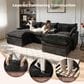 HOMLUX 107.87" Ultra-Comfort Chenille Sectional Sofa Set in Balck, , large