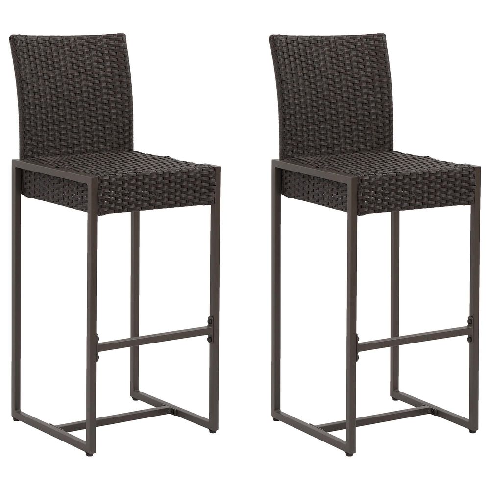 Hearth and Haven Conway Bar Stool in Dark Brown and Black &#40;Set of 2&#41;, , large